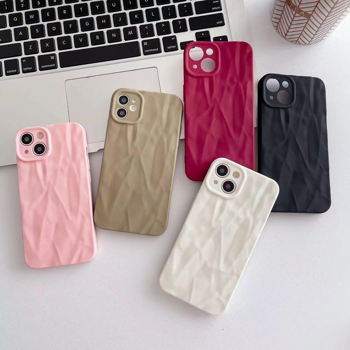 高級(jí)膚感褶皺iPhone16/15promax手機(jī)殼14/13全包防摔殼適用蘋果12