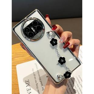 P50Pocket荣耀MagicV2至臻版 原装 X3折叠屏X2典藏版 正品 简约透明防 电镀小花手提挂链适用华为MateX5手机壳新款