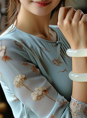 支持定制手镯和田玉女款羊脂白玉