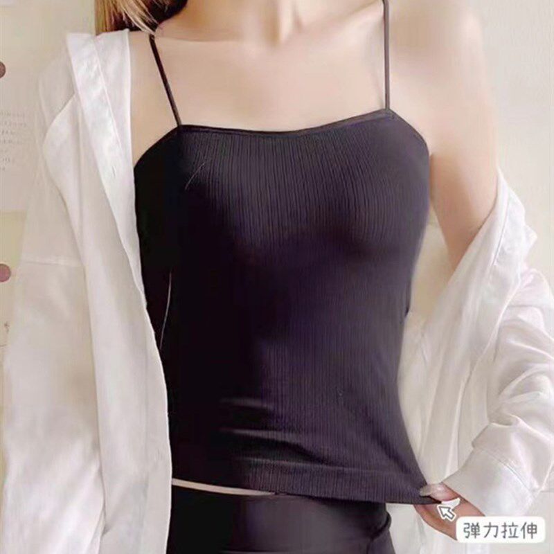 小胸显大带加厚胸垫吊带女内搭打底抹胸上衣设计感长款背心可外穿