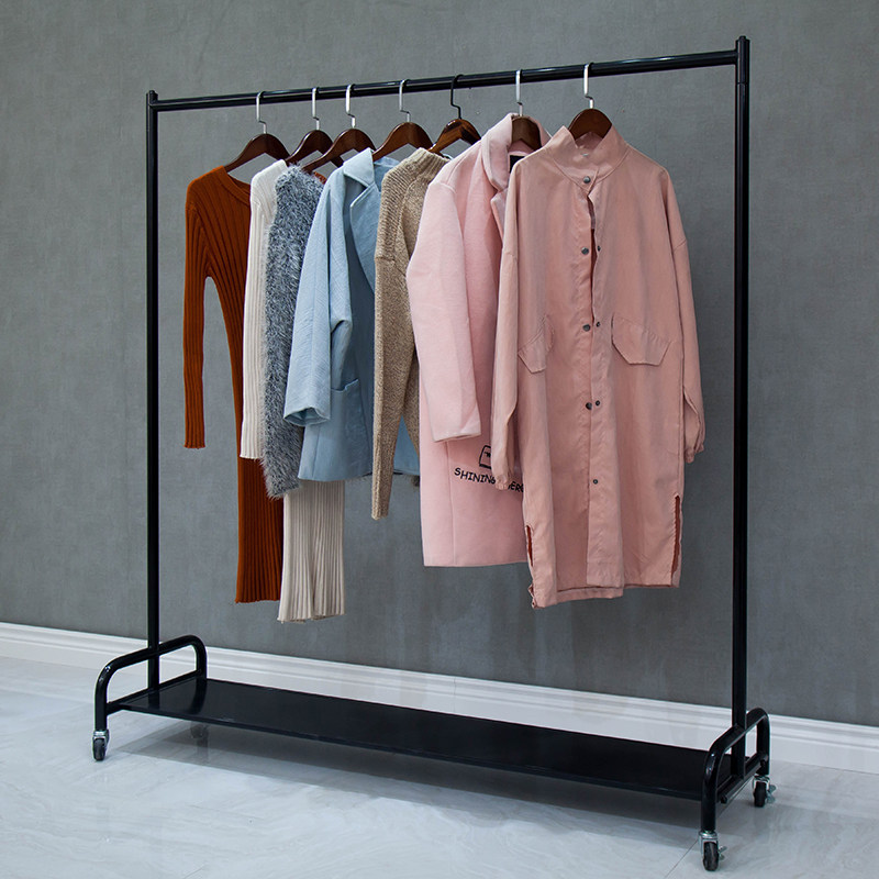 服装店衣架展示架移动晾衣架女装水管衣服新款挂衣架阳台架带轮子