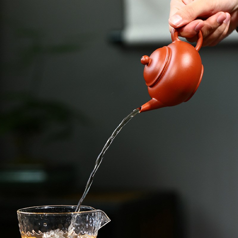 正品宜兴紫砂壶纯全手工原矿朱泥水平茶壶家用功夫茶具小品120cc