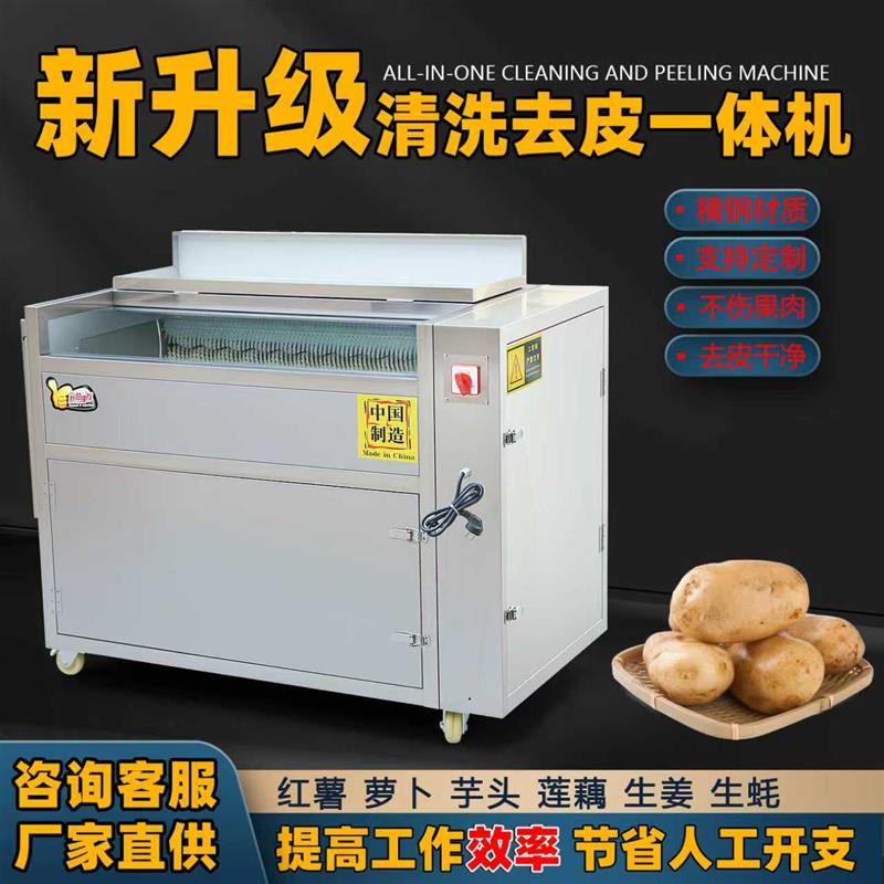 土豆去皮机大型毛刷清洗机商用全自动猪蹄洋芋红薯萝卜莲藕削皮机