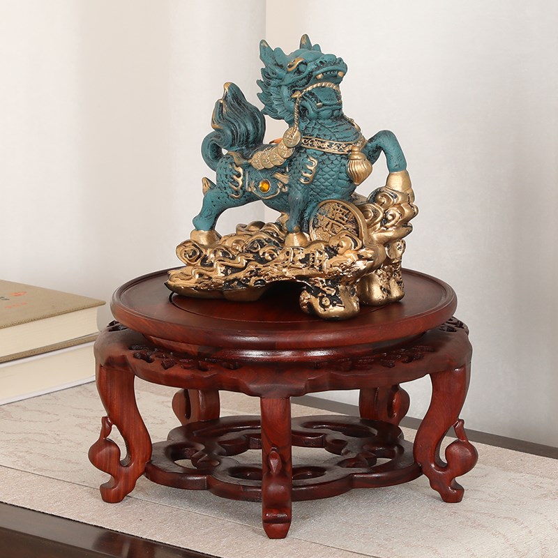红檀木托架圆形摆件花瓶工艺礼品摆饰奇石佛像香炉貔貅鱼缸花盆实
