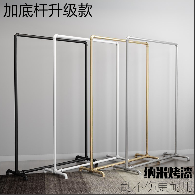 服装展示架水管龙门架铁艺落地架带滑轮铁衣架简易晾衣架可移动