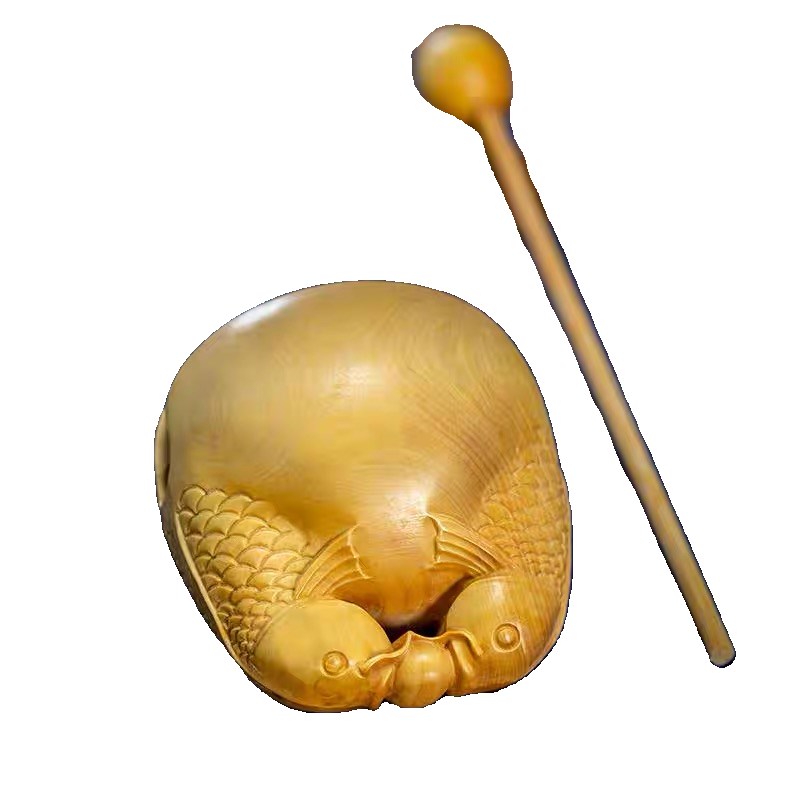 黄杨木雕莲花木鱼小法器随身携带实木迷你打击乐器静心摆件手把件