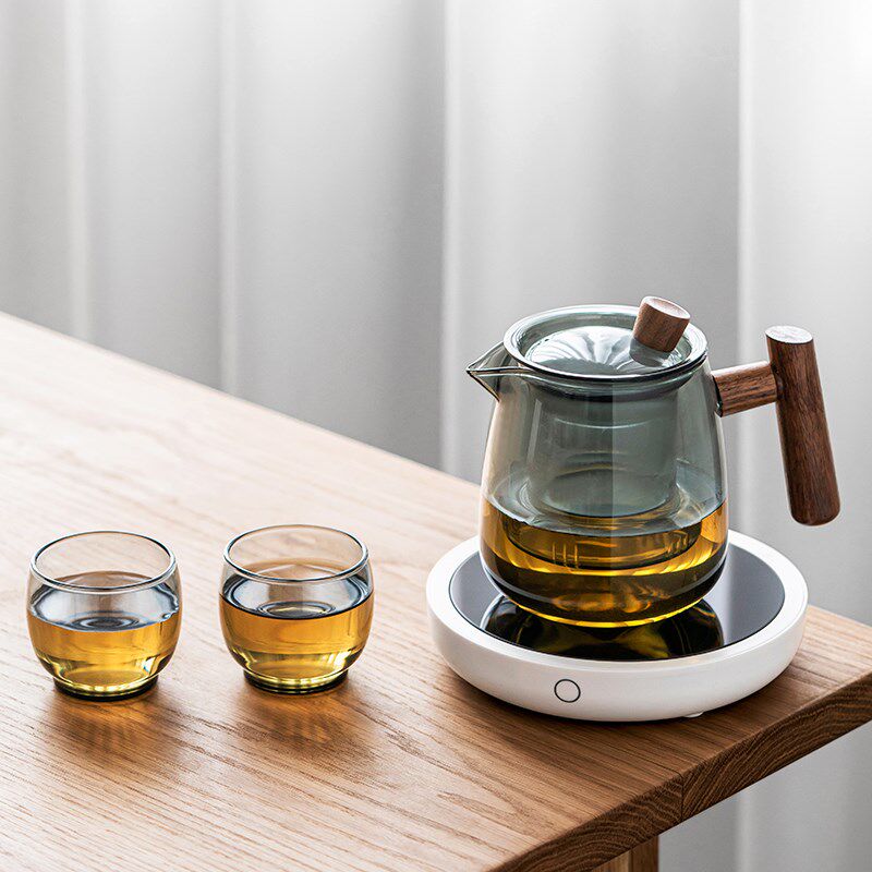 玻璃泡茶壶茶水分离家用可加热恒温杯垫办公室桌面保温底座暖暖杯