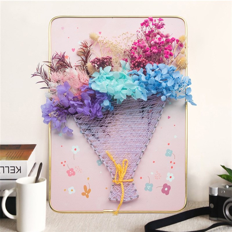 永生花钉子绕线画diy材料减压创意送礼手工干花缠丝制弦丝装饰画