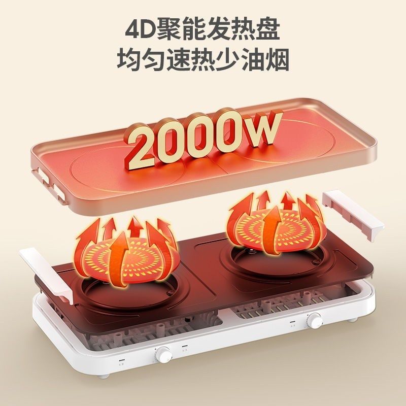 聚嗨炉电烤盘家用多功能电烤炉烤肉盘无烟不沾一体烧烤盘大容量