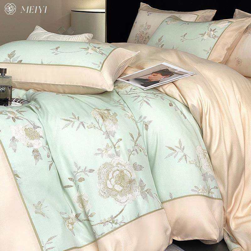 田园风夏季新款80S天丝印花四件套冰丝凉感被套丝滑清新床上用品,电子元器件市场,其它元器件,淘宝优惠券,粉丝福利购,淘宝优惠卷