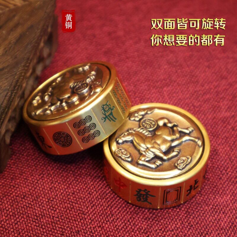 黄铜减压神器马上胡赢手把件摆件