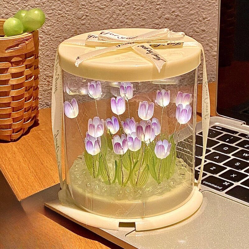 创意礼品蛋糕郁金香花束小夜灯