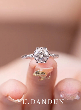 YUDANDUN莫桑戒指1克拉莫奈花园钻戒设计款藤蔓戒臂灵动奢华优雅