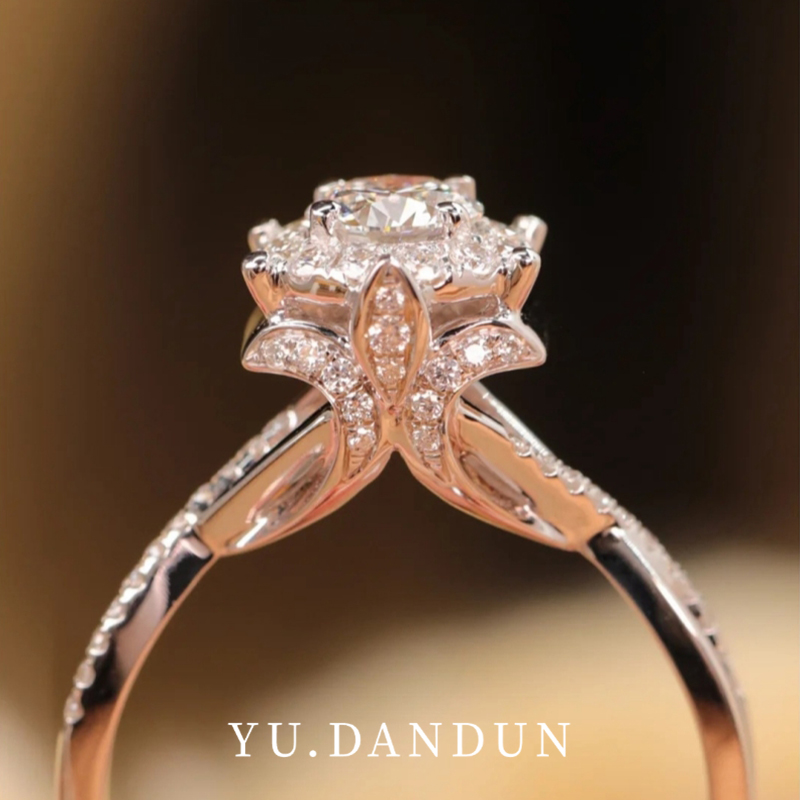 YUDANDUN莫桑戒指60分钻戒璀璨皇冠奢华围镶精致轻奢时尚婚礼女