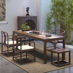 老榆木茶台实木茶桌简约休闲椅方凳泡茶桌椅组合原木家用=