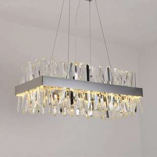 餐厅卧室长方形水晶灯饰 创意个性 2020 后现代客厅轻奢吊灯港式