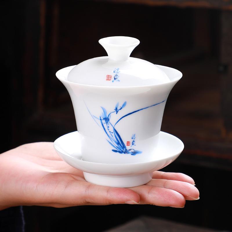 白瓷盖碗旅行茶具套装户外便携创意茶艺功夫茶具陶瓷礼品制作