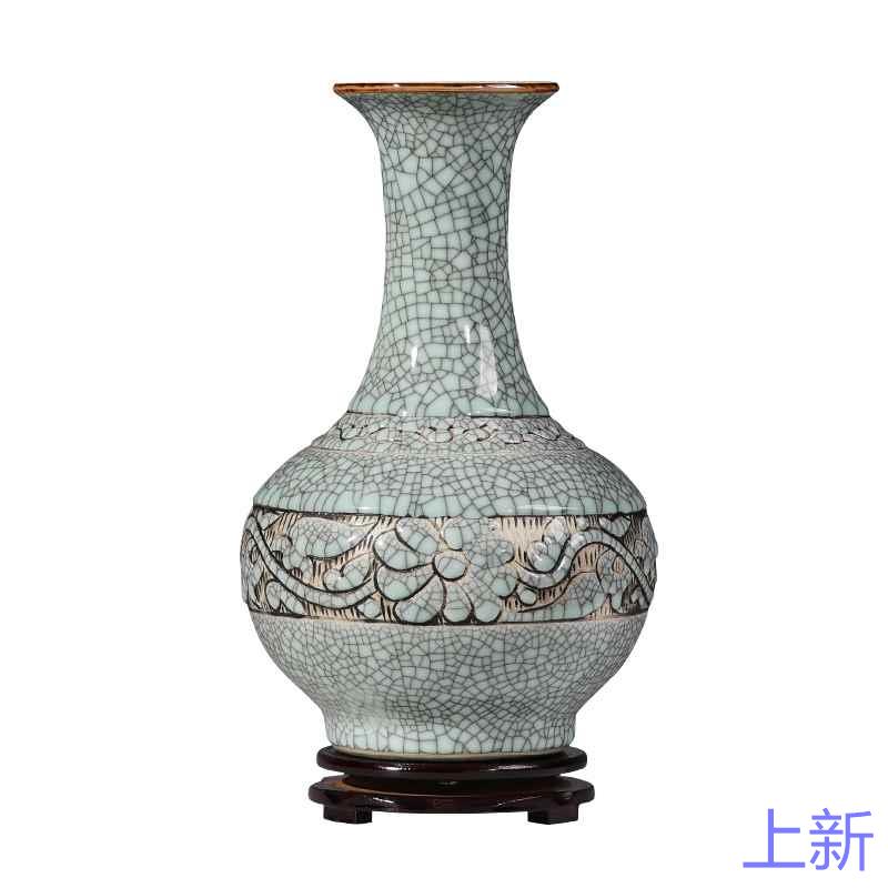 景德镇陶瓷器花瓶手工雕刻复旧瓷古做瓶子赏瓶古典客厅装饰品新款