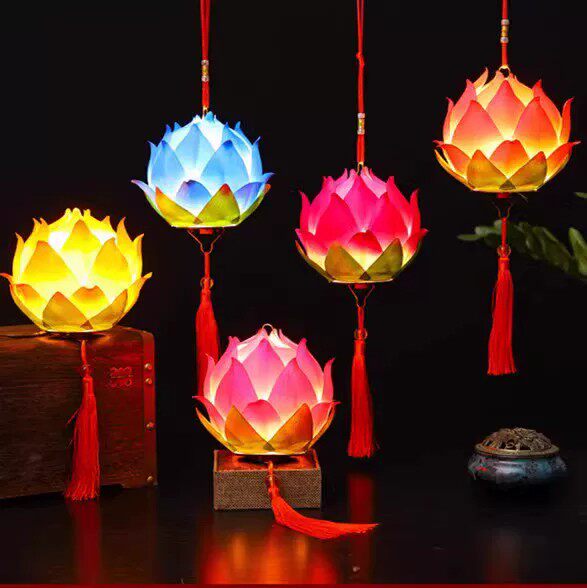 中秋儿童发光手提莲花灯笼