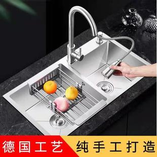 不锈钢洗菜盆单水槽手工加厚洗碗池德国厨房家用双槽洗碗盆洗菜池