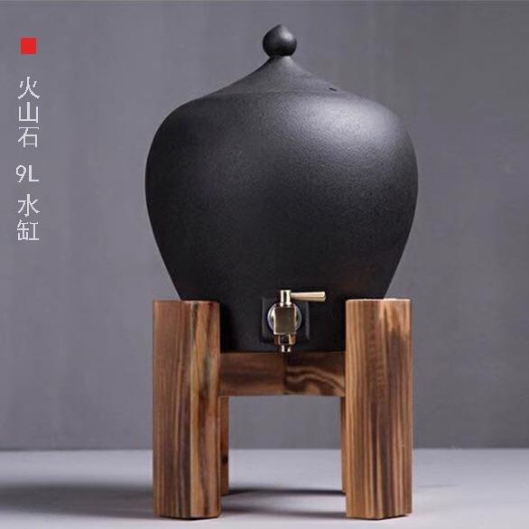 台湾火山石粗陶储水罐家用净化储水器抽水带龙头过滤陶瓷储水缸