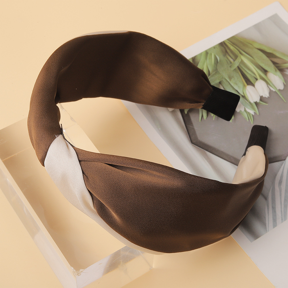 直销现货2024秋冬新款热销5.5CM双拼扭腰绸缎铁发箍