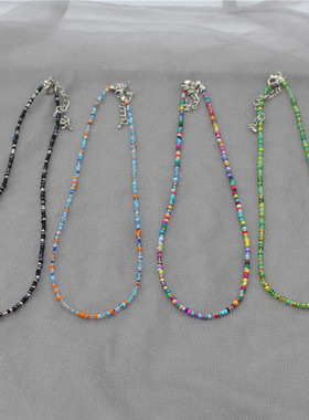 韩版多巴胺彩色米珠波西米亚项链