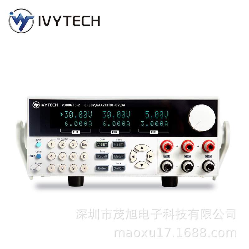 艾维泰科 IV3003TE-2 三路数显线性可编程直流电源30V3A*2/6V3A*1