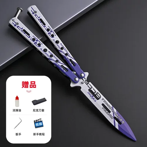 cs蝴蝶刀高颜值糊csgo折叠刀未开刃练习防身甩手玩具全钢花式训练