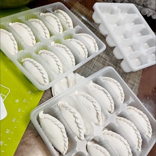 艾饺打包盒生熟煎饺锅贴10格一次性外卖打包盒家用饺子分格冷冻盒