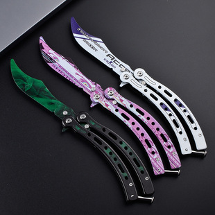 CSGO蝴蝶刀蝴蝶折叠刀蝴蝶甩手刀练习刀黄金爪子刀游戏周边未开刃