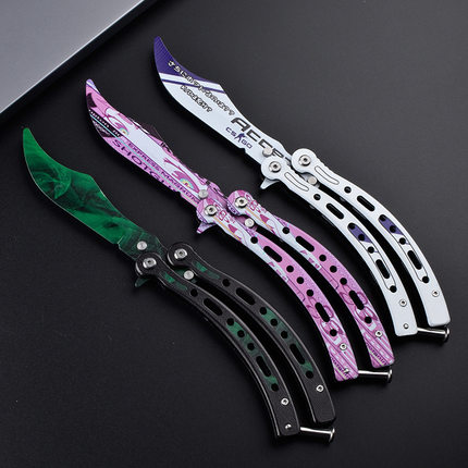 CSGO蝴蝶刀蝴蝶折叠刀蝴蝶甩手刀练习刀黄金爪子刀游戏周边未开刃