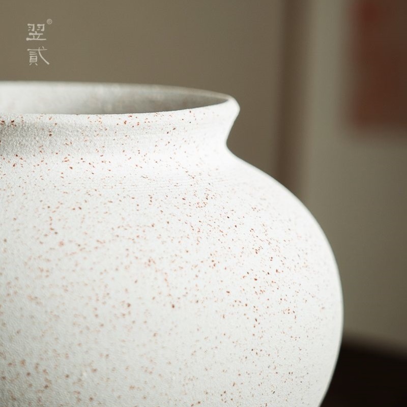 新中式素白色陶瓷花瓶玄关桌面摆设花瓶圆肚客厅 景德镇软装摆件