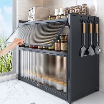 厨房调料置物架多层收纳调味品架家用台面防尘油烟密封油盐醋收纳