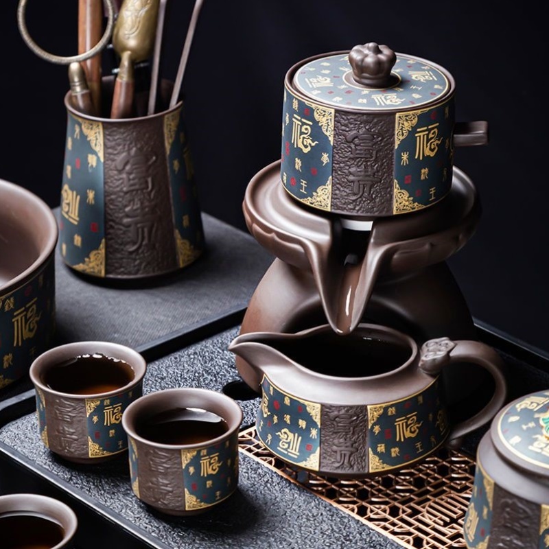 紫砂自动茶具套装家用功夫轻奢高档2024新款懒人石磨泡茶神器送礼
