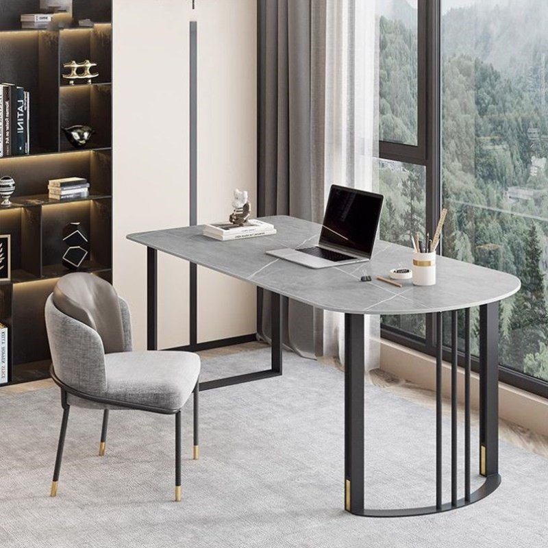 意式岩板书桌轻奢现代简约小户型写字台北欧家用书房办公电脑桌