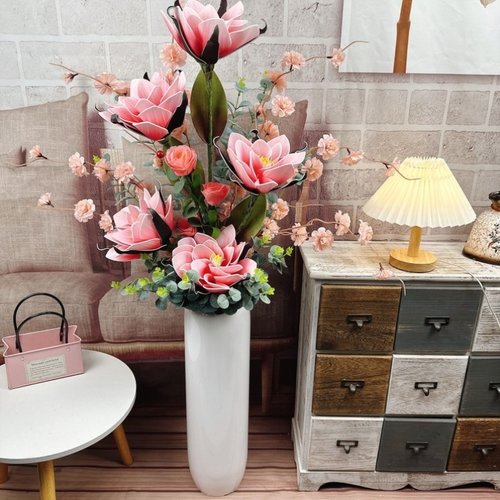 高档仿真花插花假花客厅落地家居摆放装饰酒店大堂玉兰花摆件套装