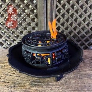 铸铁炭火盆家用取暖炉大号围炉煮茶室内户外露营煮茶炉木炭炉铁炉