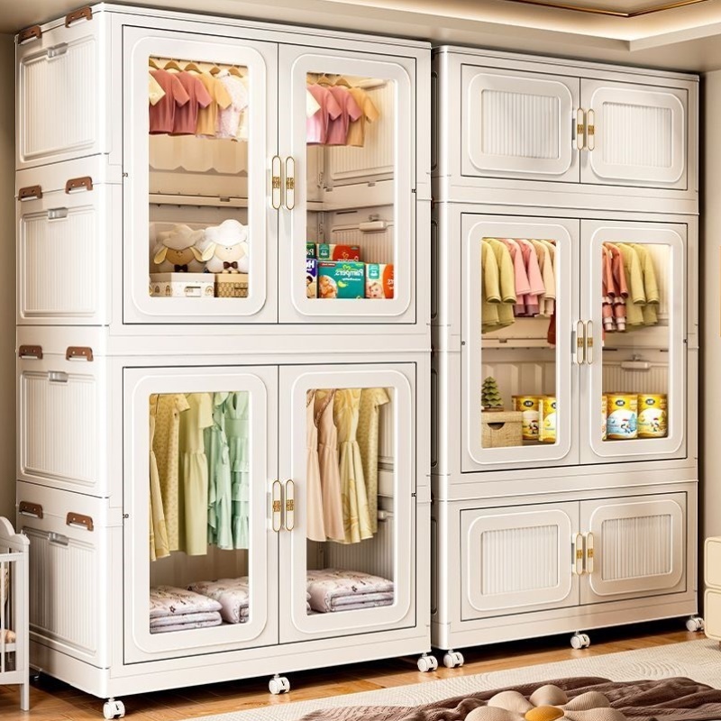 加大加深110面宽成人衣柜折叠简易衣橱儿童衣服收纳箱塑料储物柜