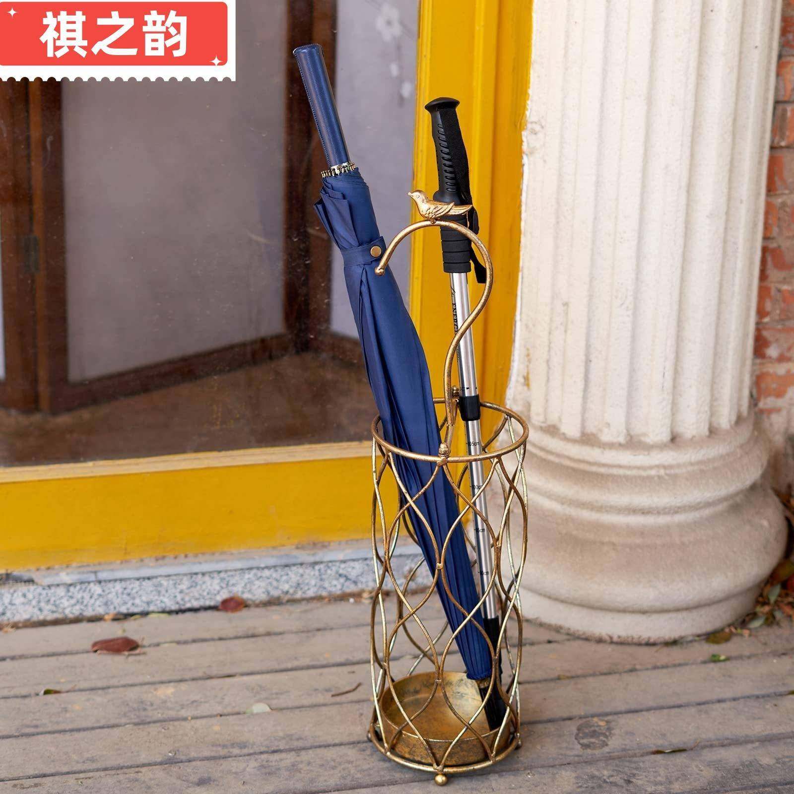 复古简约圆筒雨伞桶家用门口入户铁艺伞架置物架商用进门沥水伞桶