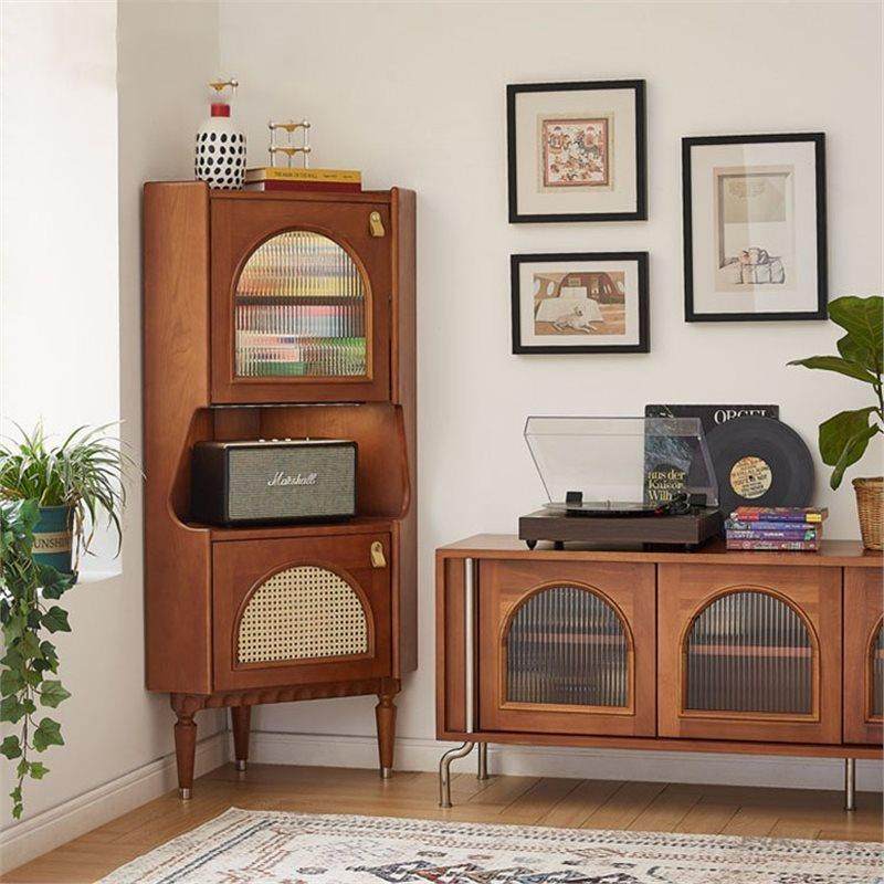 北欧实木餐边柜家用客厅藤编收纳靠墙三角柜餐厅中古转角一体柜,农机/农具/农膜,其它农用工具,淘宝优惠券,粉丝福利购,淘宝优惠卷