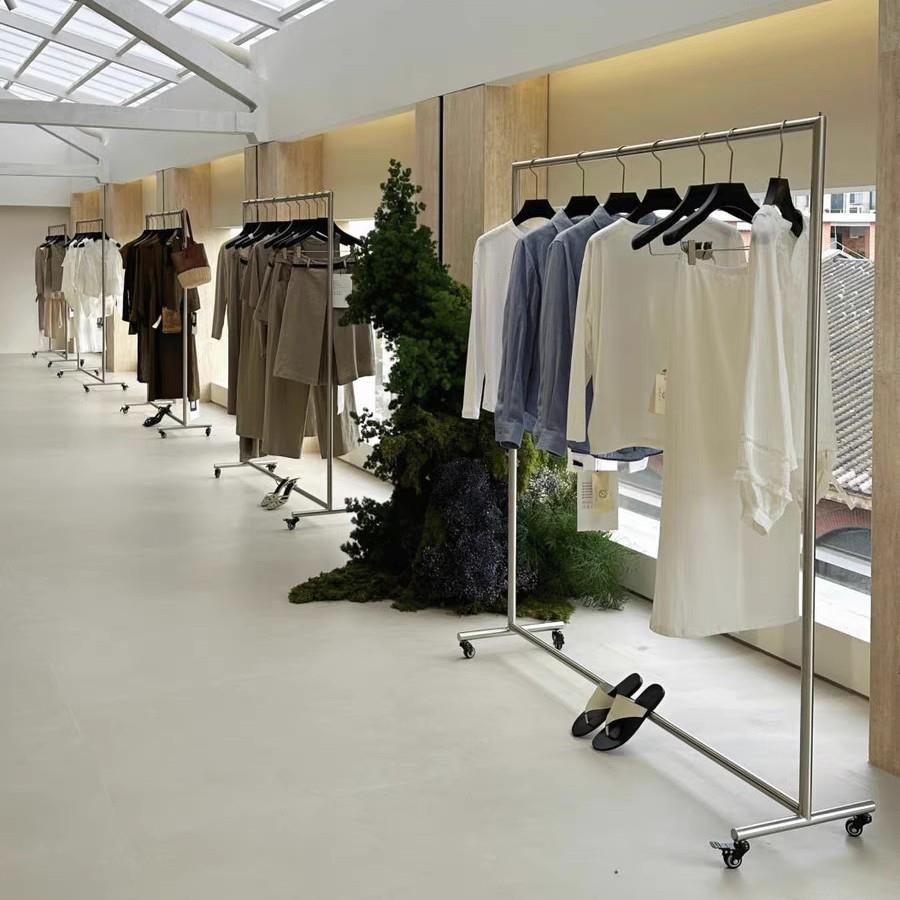 女装店展示架中岛挂衣架子服装店道具衣架陈列架落地式不锈钢货架