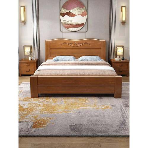 全实木床现代简约1.5米1.2米1.8M出租房专用经济型家用主卧双人床