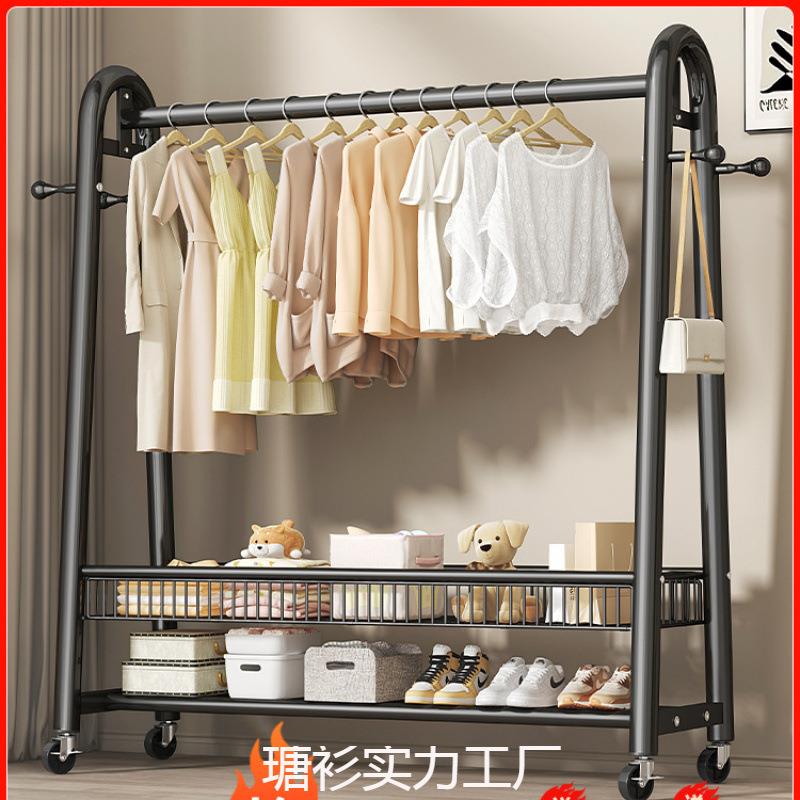 简易衣帽架落地室内房间挂衣架子可移动晾衣架家用卧室衣服收纳架