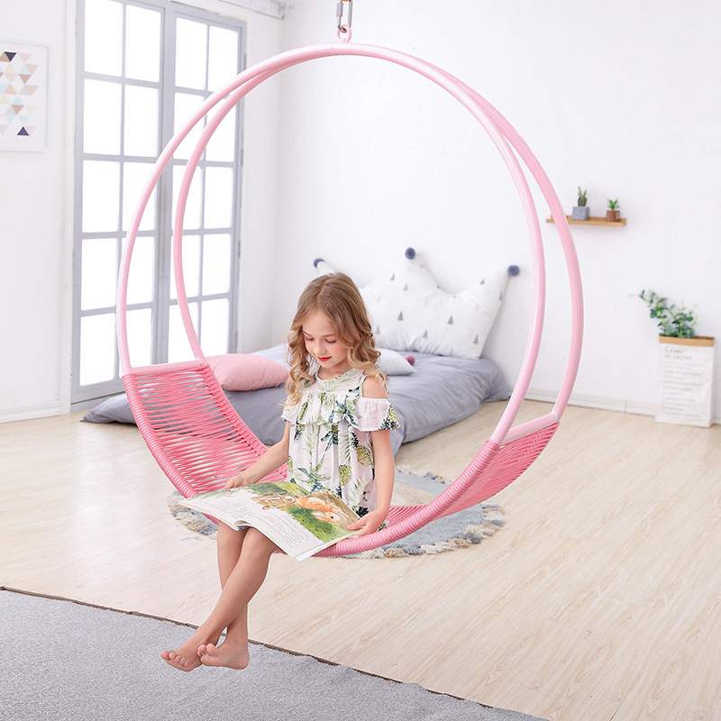 绳网部落绳编创意月亮秋千吊椅吊床公园阳台民宿景区休闲家居摇椅