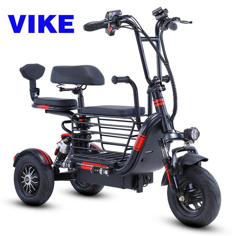 亲子小型电动三轮车迷你接孩子代步车折叠双人三人座锂电车