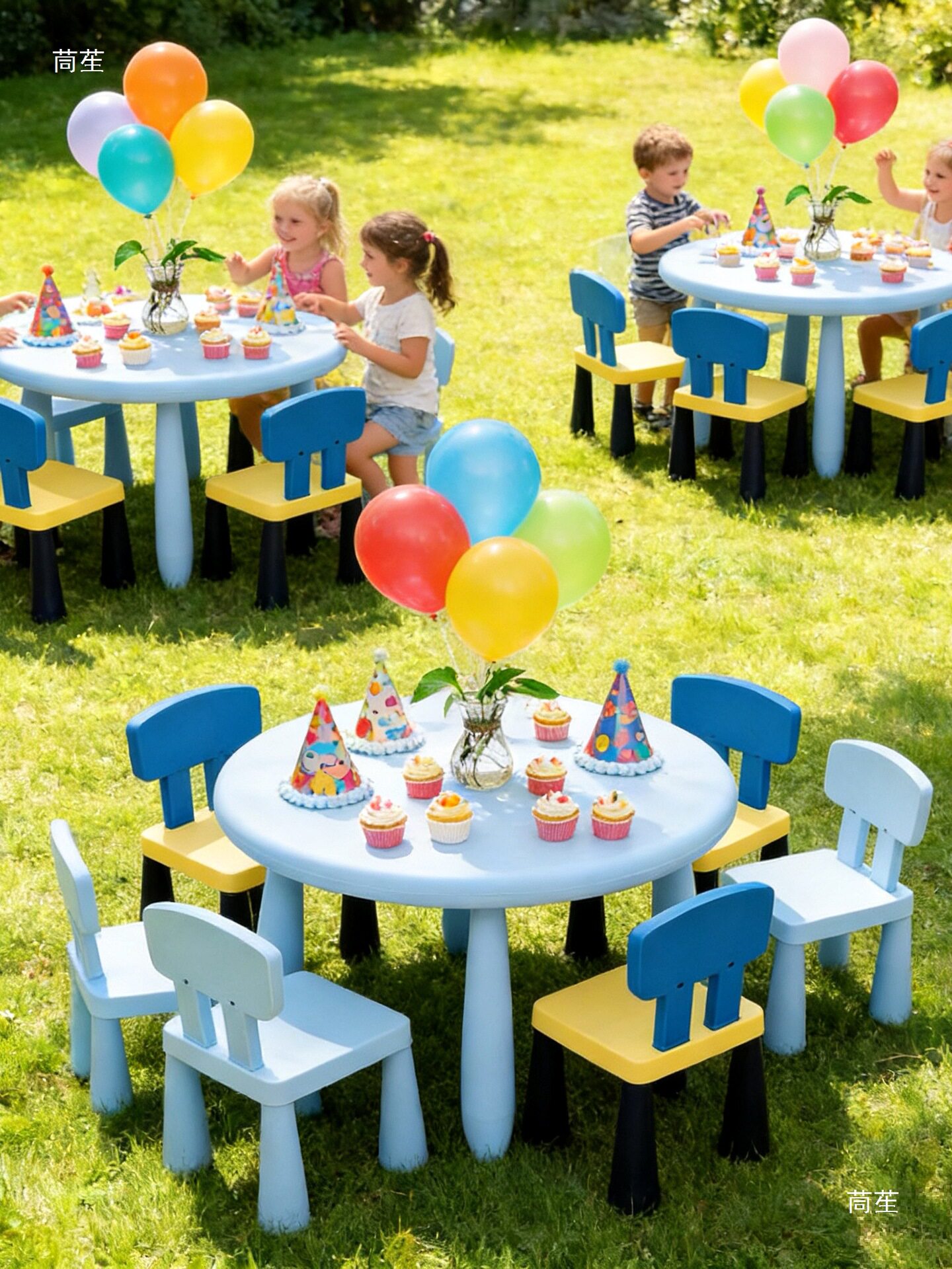 防滑圆桌椅凳塑料幼儿园桌椅居家用玩具桌椅套装小孩写字画画桌椅