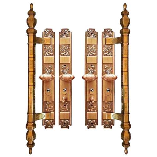 豪华别墅大门锁双开门对开门防盗门把手大门拉手通用型红古铁拉手