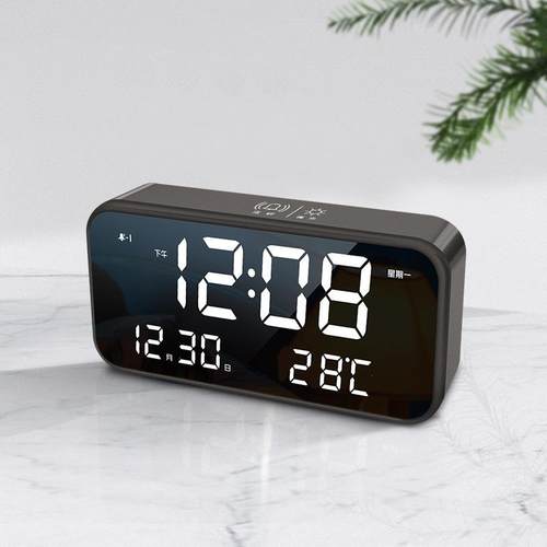 客厅简约usb充电声控大屏幕LED镜面时钟万年历数码电子钟