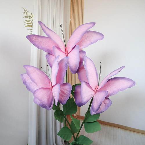 仿真纸蝴蝶套装婚庆路引布置网红打卡橱窗装饰皱纹纸渐变蝴蝶